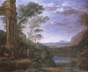 Claude Lorrain Landscape with Ascanius shooting Silvia deer Germany oil painting artist